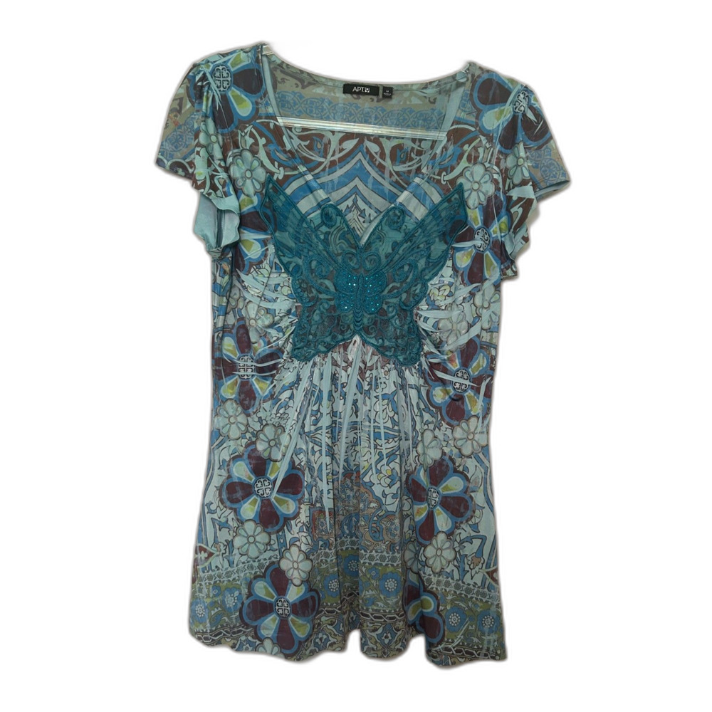 Apt. 9 green and blue butterfly style fairy top